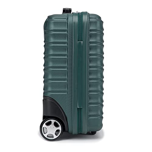 WITTCHEN valigia da viaggio piccola da cabina bagaglio a mano a rotelle guscio duro in ABS con 2 ruote standard maniglia telescopica Groove Line valigia piccola verde Ryanair/ITA Airways/easyJet - Immagine 3