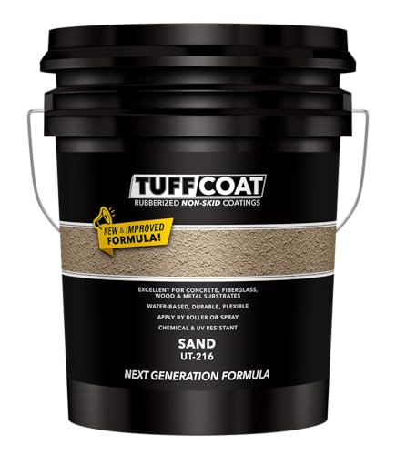 Image of Tuff Coat Medium Texture Rubberized Non-Skid Deck Coating - Textured Non-Slip Safety Surface for Pool Decks, Docks, Boat Ramps, Patios, Walkways & High-Traffic Areas (UT-216 Sand 5-gallon)