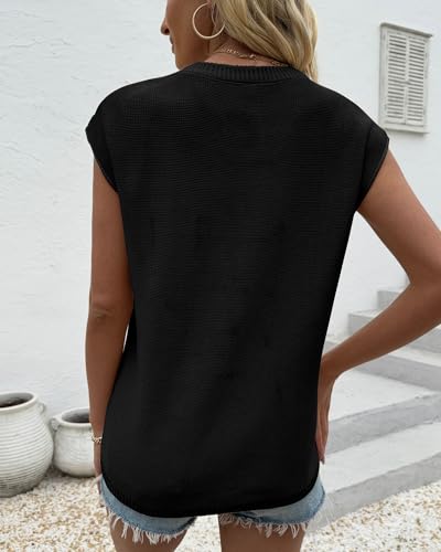 COSSEN Womens Summer Cap Sleeve Tops Trendy Casual Crew Neck Knit Lightweight Sweater Pullover Top3