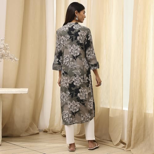 Image of BIBA Women Straight Fit Rayon Kurta