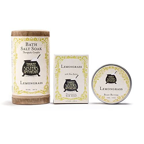 Image of Three Sisters Apothecary Bath & Body 3 Piece Gift Tote (Lemongrass)