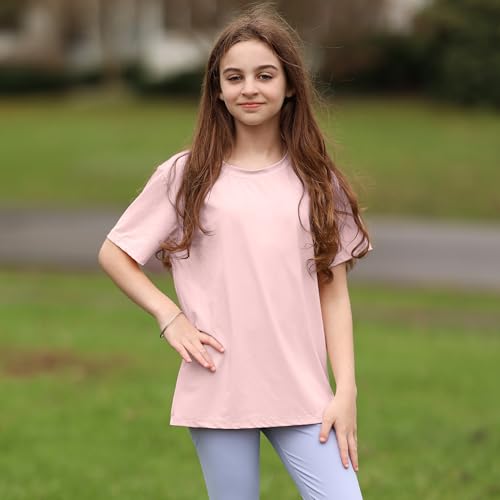 BIG ELEPHANT Kids UPF 50+ Rash Guard Shirts 3-Pack, Short Sleeve UV Sun Protection Athletic Tees for Youth Boys Girls3