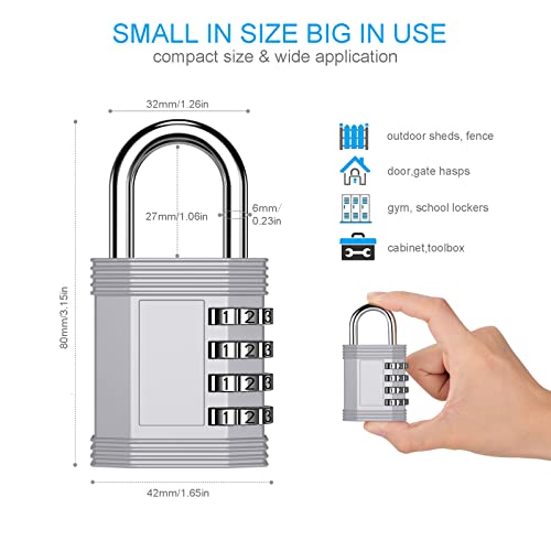 Zhege Locker Lock, 4 Digit Combination Lock For Locker, Re-Settable Combo Lock For Gym, School And Employee (Sliver) #TOP2