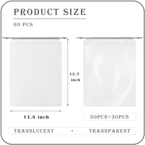 MZYIWUU 60 Pack Shoe Bags for Travel, 30 Transparent and 30 Translucent Bags, 11.8in X 15.7in Waterproof Drawstring Dust Bags for Packing, Shoes Organizers Storage Pouch for Men and Women - Image 3