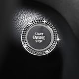 Car Bling Crystal Rhinestone Engine Start Decoration Ring, Ring Start Button Cover Sticker Key Ignition & Knob Ring Decoration, Bling Car Interior Accessories for Women (Black)