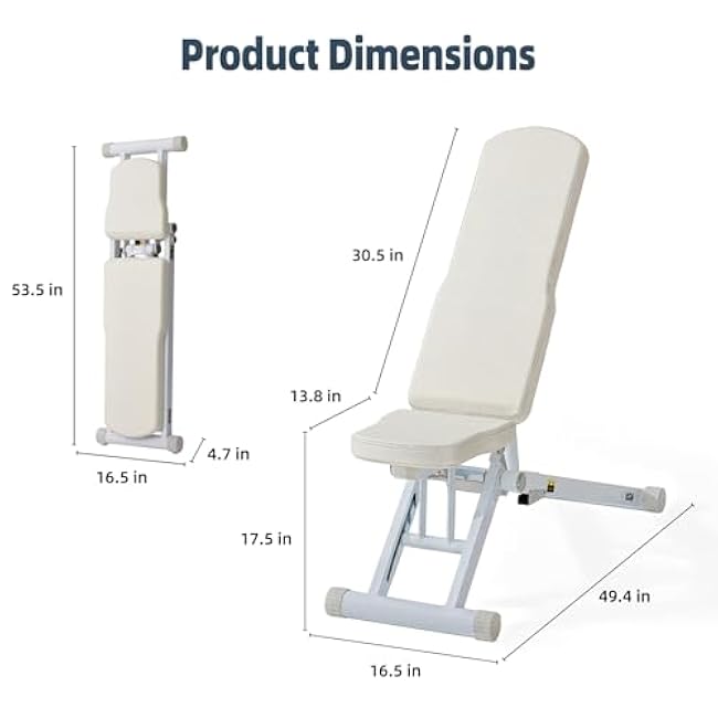 DHT Adjustable Weight Bench for Full Body Workout, Heavy Duty Foldable Bench Press for Home Gym Strength Training, Incline Decline Flat Utility Workout Bench with Fast Adjustment