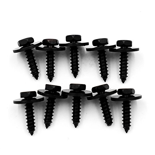 DiER 10pcs Steel Tapper Screw for BMW Bumpers Engine Shields Splash Guard Black