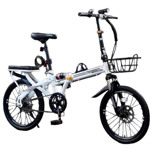 LINCYS Bicicleta Montaña Plegable 20/16 Pulgadas, Doble Suspensión 6 Velocidades Freno de Disco, Marco Acero Alto Carbono Carga 130kg - Bici Plegable para Adultos Hombres Mujeres Adolescentes