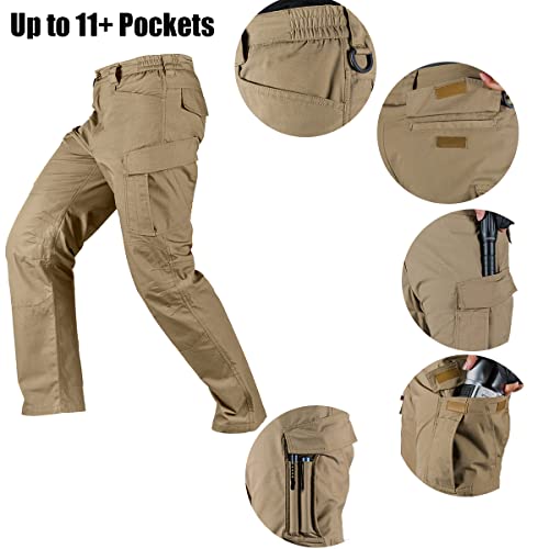 Free Soldier Men's Water Resistant Pants Relaxed Fit Tactical Combat Army Cargo Work Pants With Multi Pocket (Black 34W X 30L) #TOP3
