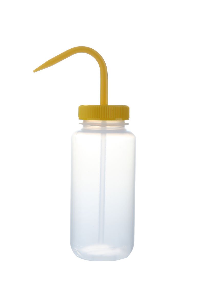 Heathrow Scientific HS120247 Wash Bottles, Wide Mouth, 500mL, Yellow (Pack of 6)
