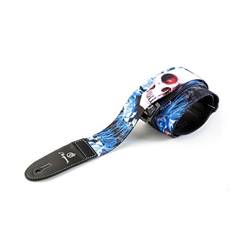 MAGMA Leathers - Correa de guitarra de poliéster suave de 5 cm impresa por sublimación con diseño de metal, Impresión por sublimación con diseño de metal, Standard