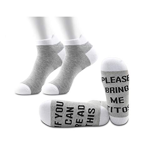 JXGZSOÂ 2Â Pairs Tito Lover Socks Vodka Lover Gift If You Can Read This Please Bring Me Titos Socks Alcohol Lover Socks (Titos Grey Ankle Socks)