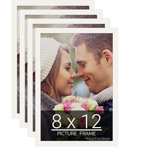 WallsThatSpeak 8x12 White Picture Frame for Puzzles Posters Photos or Artwork, Set of 4
