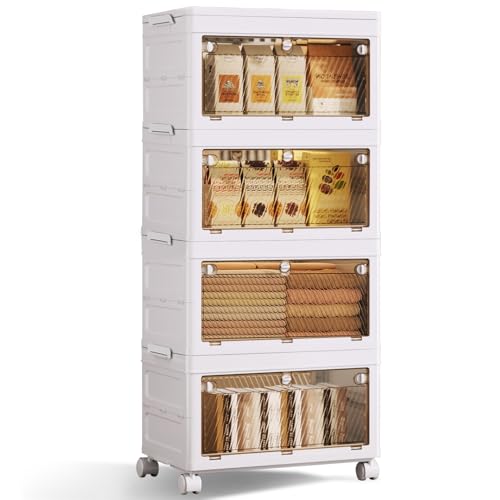 QudraKast 4-Tier Stackable Plastic Storage Bins - 67QT Stackable Storage Bins - Closet Organization Suitable for Bedroom, Organization and Boxes for Study, Toy Room, Office