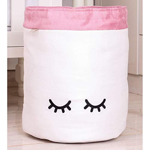 Giz de Cor Confecções, Cesto Organizador para Brinquedos Cílios, branco/Rose