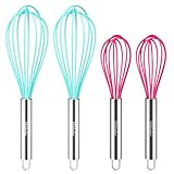 Webake 8-inch and 10-inch Silicone Egg Whisk, 2-Pack (Solid color)