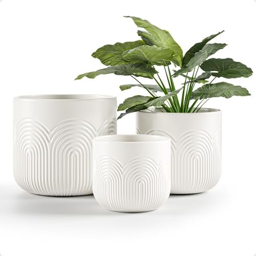 Ceramic Pots for Plants Set of 3 Sizes - 6, 5, 4 Inch Diameter Pl...