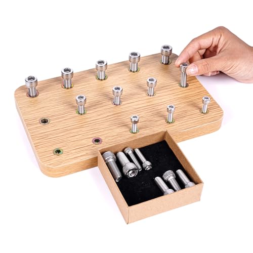 Beech Wood Occupational Therapy Wooden Pegboard with 15 Holes & 3-Size Bolts - Stroke Therapy Tools Equipment for Adults Fine Motor Skills, Hand Therapy Peg Board for Finger Dexterity Toys Exercises