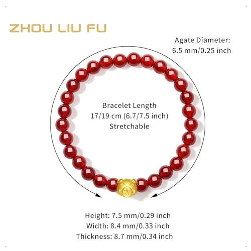 24K Solid Gold Bracelets for Women, Stretchable Lucky Animals Real Gold Rabbit Bangle Charm Bracelets, Pure Gold Agate Beaded Zodiac Bunny Bracelet4