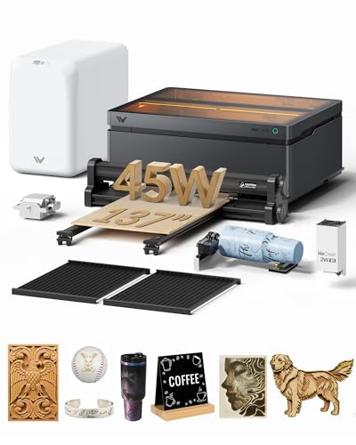 WECREAT Vision Pro 45W Laser Cutter and Engraver Machine, with 2W IR Laser Module, 137” Auto Conveyor Feeder, Fume Extractor, Full Enclosure Laser Engraver for Jewelry Art Designer Small Business