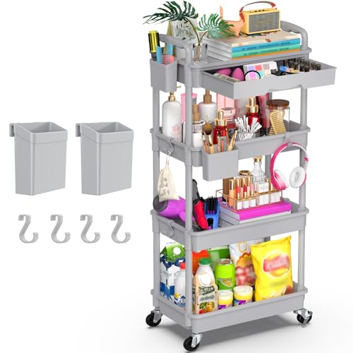 Goovilla 4-Tier Rolling Utility Cart with Removable Drawer