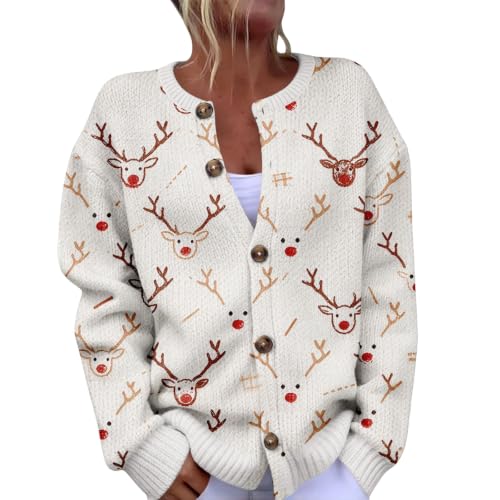 Christmas Sweater Women 2026 Cozy Oversized Button Up Cardigan Sweaters - image 2