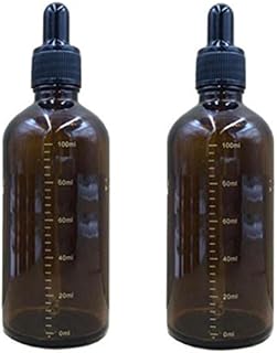 2PCS 100ml 3.4oz Empty Refillable Amber Glass Graduated Scale Dropping Bottle Vial Container Drip Tube With Glass Dropper Pipette For Essential Oil Lab