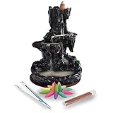 Axworn Ceramic Backflow Incense Holder Waterfall Incense Burner, with 150 Backflow Incense Cones- + 30 Incense Stick, Aromatherapy Ornament Home Decor - Fountain Home Decor, Aromatherapy, Ornament