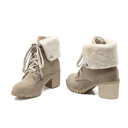 Bellirala Womens Lace Up Block Heel Ankle Boots Faux Suede Chunky Heel Booties2
