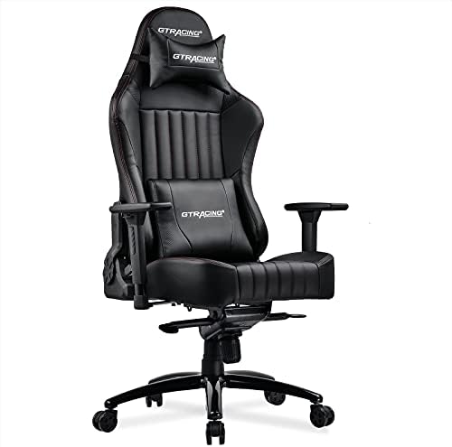 GTRACING Gaming Chair, Massive and Tall Pc Chair, Ergonomic Excessive Again Adjustable Gaming Chair with 4D Armrests,Head Pillow, and Lumbar Assist, Black