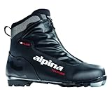 Alpina T5 Plus Cross-Country Nordic Touring Ski Boots with Zippered Lace Cover, Black, 45