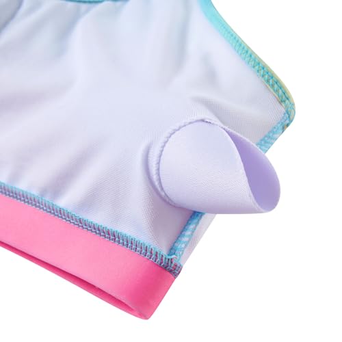Image of Funnycokid Girls Swimsuit 3 Pieces Long Sleeve Rash Guard Zip Bathing Suits Teens Boyshort 3-14 Years