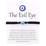 Handmade Jewelry Evil Eye Bracelets with Card,Black Red String Bracelets Kabbalah Protection Luck Amulet for Women Men Boys Girls Friends Pulseras Mujer (Blue Bead-Black String)