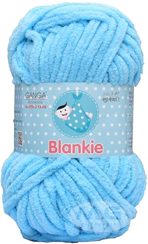 Image of M.G ENTERPRISE Knitting Yarn Thick Chunky Wool, Blankie Aqua Blue 100 GMS Best Used with Knitting Needles-DP Art-ADHI
