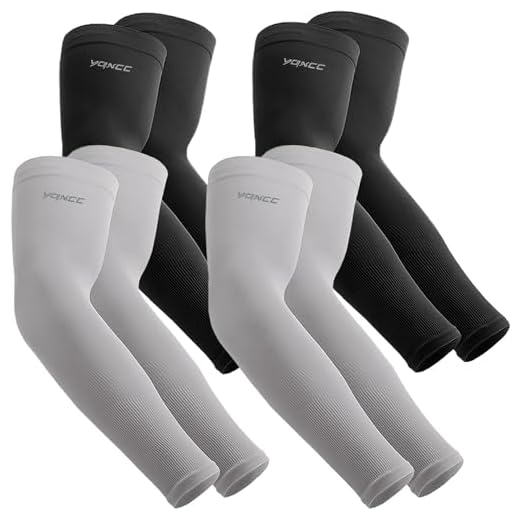 YQXCC 4 Pairs Arm Sleeves for Men Women, UPF 50 Cooling UV Sun Protection Sports Compression Sleeves, 2 Pairs Gray/ 2 Pairs Black, One Size