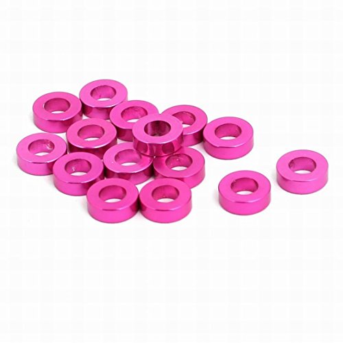 Ucland 15pcs 2mm Thickness M3 Aluminum Alloy Flat Fender Screw Washer Pink