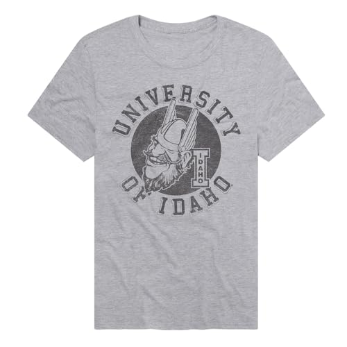 University of Idaho Vandals Classic Retro Stamp Logo Official NCAA Classic Ring-Spun T-Shirt Unisex for Men & Women, Athletic Heather, X-Large
