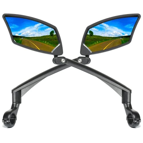 BriskMore Fahrrad Lenker Spiegel 1-Paar, High-Definition konvexe kratzfeste Glaslinse, sichere Rückspiegel Fahrrad Spiegel (rechte und linke Seite) BT-016