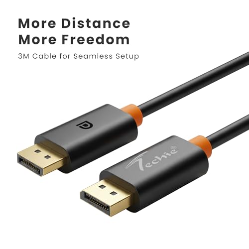Image of Techie DisplayPort Cable 8K 60Hz 3.0m High Speed 32.4Gbps Copper Cable with Gold Plated Connectors for Gaming and Professional Displays
