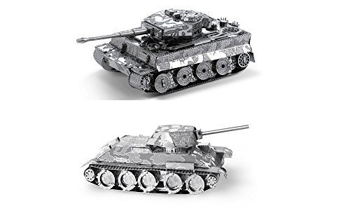 Metal Earth 3D Laser Cut Models - Tiger I Tank AND T-34 Military Tank WWII = SET OF 2