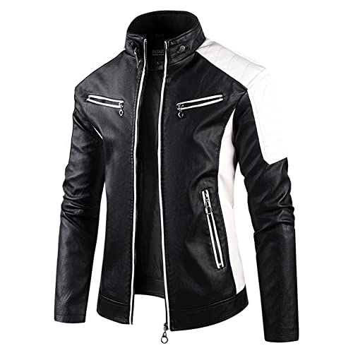 JMSUN Casaco de Inverno Masculino Jaqueta de motociclista masculina manga longa com zíper e gola
