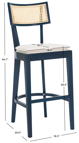 Silla alta SAFAVIEH Home Collection Galway Navy/Natural asiento 31 pulgadas para isla de cocina miniatura 3