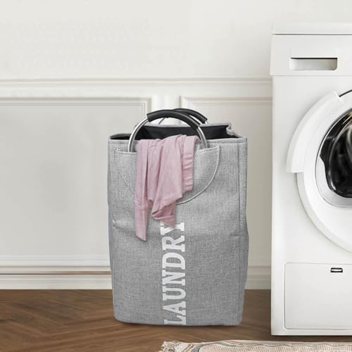 Image of KYLO Efficient Laundry Bag| No Fuss Laundry Bag| Superior Steel Handles| Rubber Covering to Support Fingers| Multiple Colors - Goes Well With The Decor - 82 L, Grey