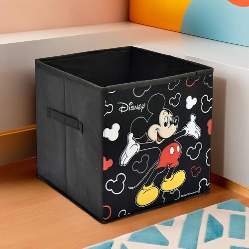 Image of Kuber Industries Collapsible Storage Box | Kids Toys Storage Organizer | Wardrobe Baskets for Clothes | Disney Mickey Mouse Print Foldable Box | Black