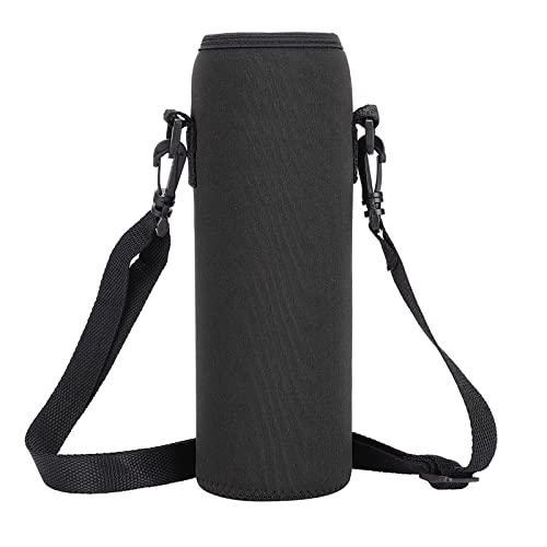 Sac de transport pour bouteille d'eau, sac à bandoulière pour bouteille d'eau, sac à bandoulière, sac de support thermique pour bouteille d'eau pour sports de plein air, étui anti-échaudure(Le noir)