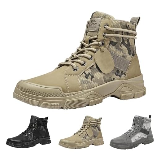 Baskets de combat durables pour homme - Camouflage - Bottes d'entraînement à lacets imperméables militaires et tactiques - Baskets de travail pour la randonnée, la chasse, kaki, 9