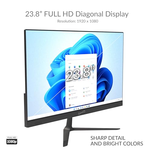 Image of Supersonic SC-5524AIO 24 inch Windows All-in-1 Desktop Computer, Intel Quad-Core N100, 256GB SSD, 8GB RAM, UHD Graphics 600, Windows 11, Office 365, HDMI, Wi-Fi, Micro SD, Keyboard & Mouse Included