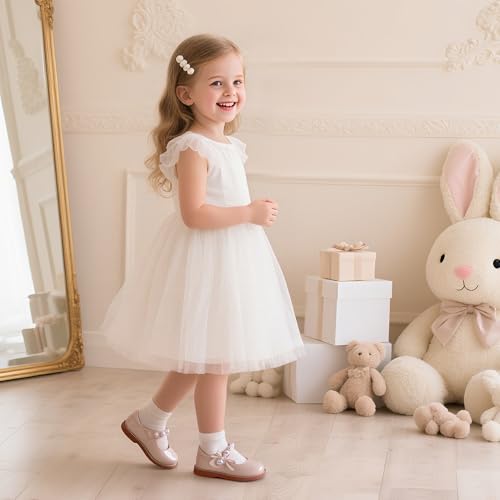 Image of GINFIVE Toddler Girls Dress Shoes Little Kids Flats School Mary Janes Shoes