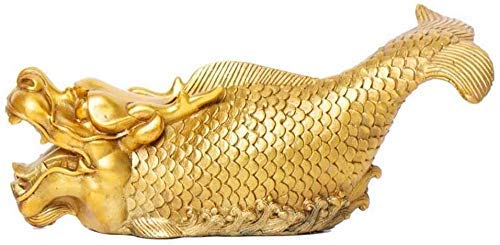 Statue Poisson Dragon Laiton Décoration Feng Shui Chinois Richesse Chance Bureau Maison 1106