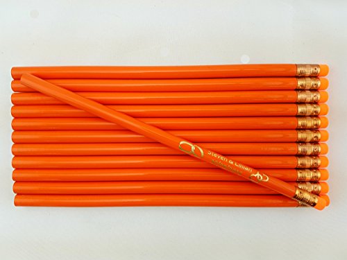 Lápices personalizados naranja con borrador naranja 12 unidades miniatura 2